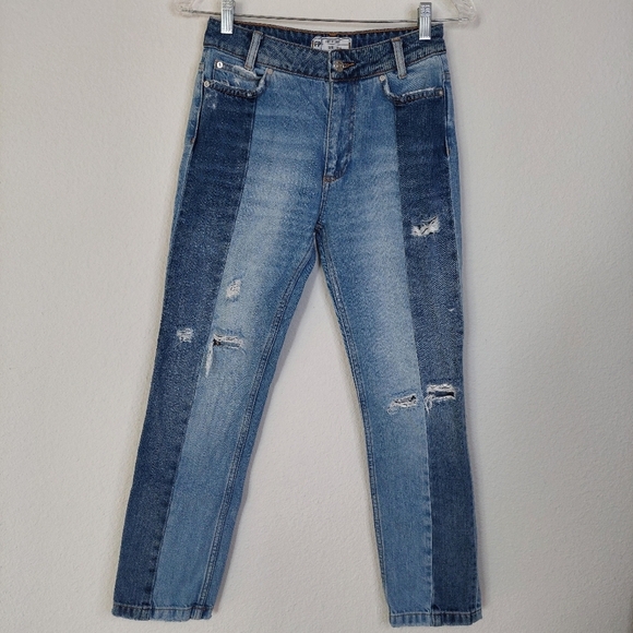 Free People Distressed Patchwork Jeans Size 24 - Picture 2 of 10